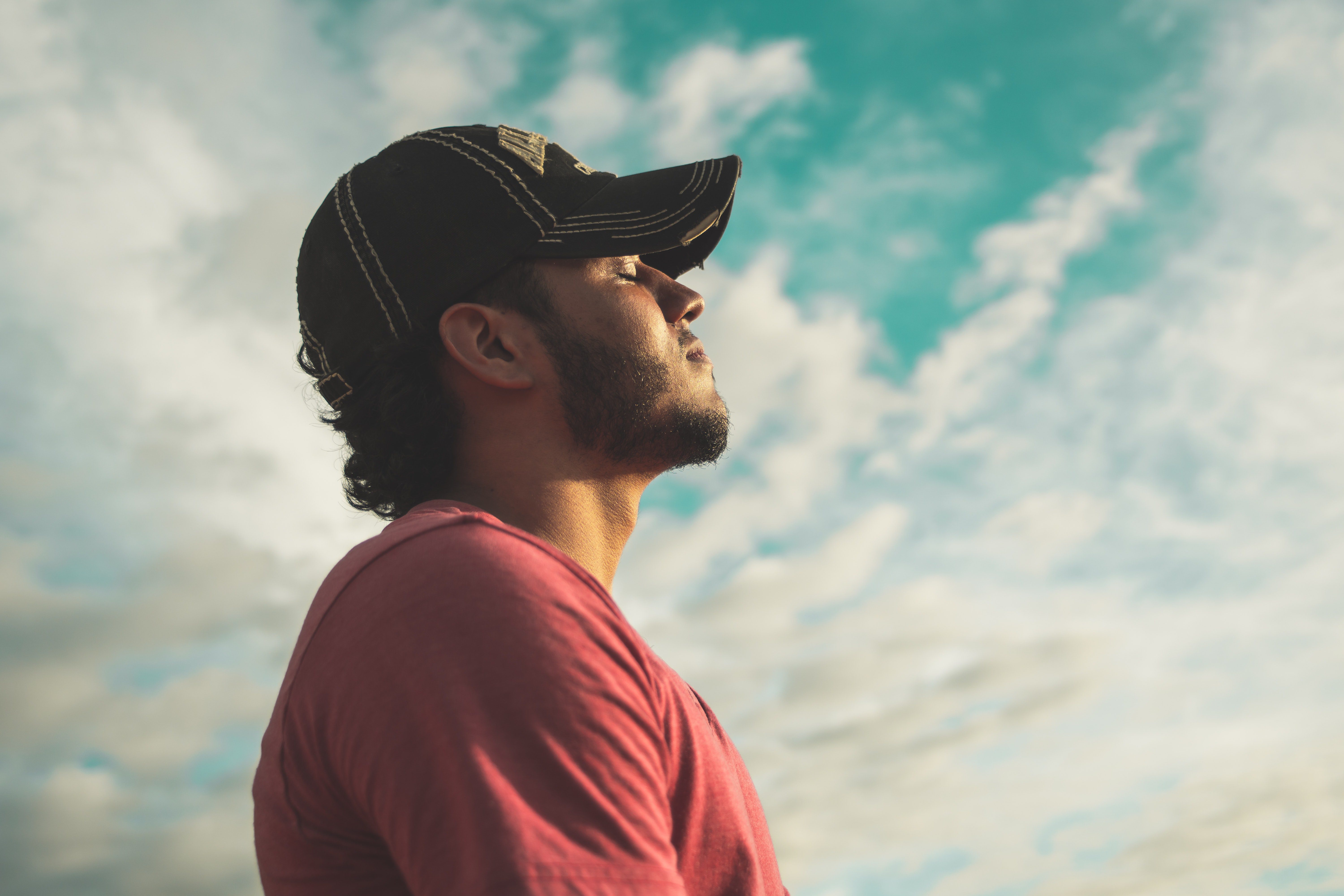 A man relaxing after listening to a relaxamation